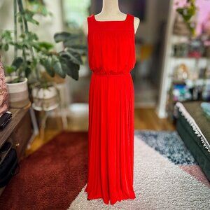 Vintage 1970s Ayres Unlimited Red Maxi Dress – Size 10 | Mint Condition